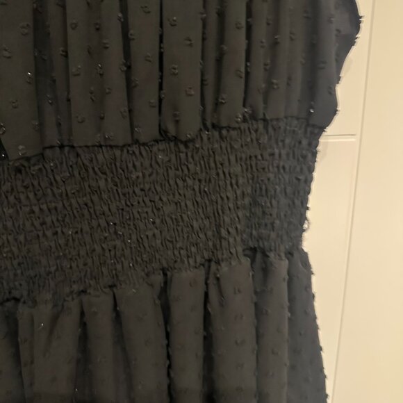 Flowy Ruffle Black Mini Dress - Picture 3 of 3